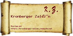 Kronberger Zalán névjegykártya